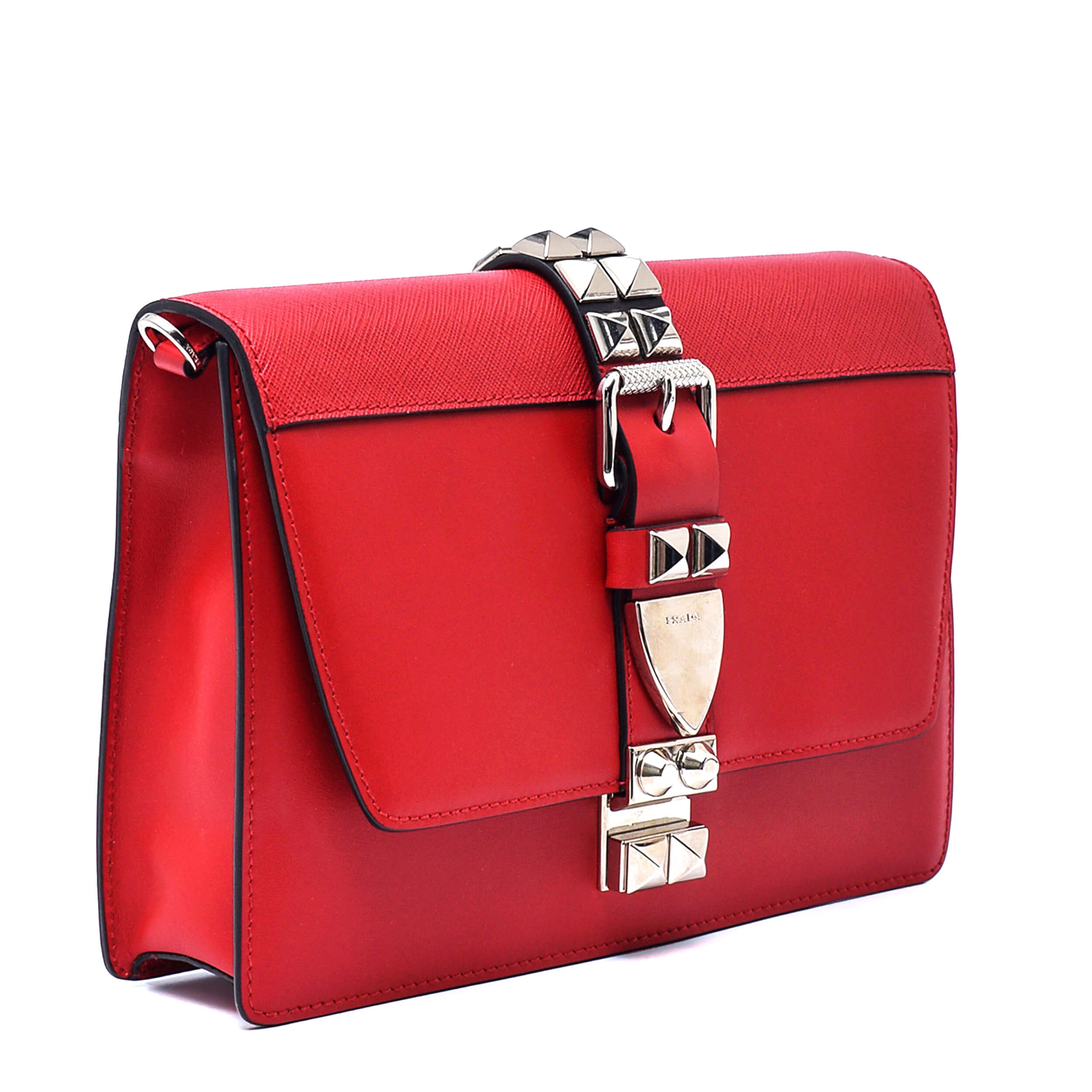 Prada - Red Calfskin Leather Elektra City Bag 